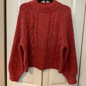 Universal Thread beautiful reddish orange thick cable knit crop raglan sleeve sL